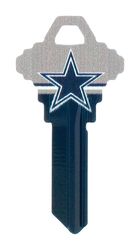 HILLMAN NFL Dallas Cowboys House/Office Key Blank 68 Single For Schlage Locks Blue/Silver