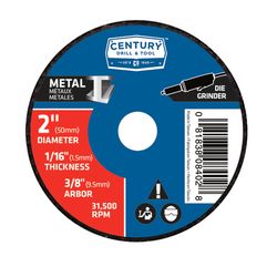 Century Drill & Tool 2 in. D X 3/8 in. X 1/16 in. thick Aluminum Oxide A60T Cutting/Grinding Wheel 3