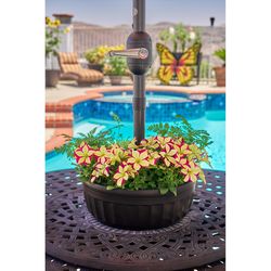 Savannah Planter 5.5 in. H X 15 in. D Plastic Umbrella Planter Brown