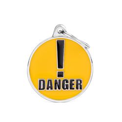 MyFamily Charms Yellow Danger Metal Dog Pet Tags Medium