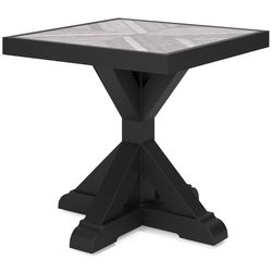 Signature Design by Ashley Beachcroft Black Square Stone Casual End Table