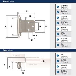 Amerock 2-15/79 in. W X 2-3/4 in. L Sterling Nickel Silver Steel Self-Closing Hinge 2 pk