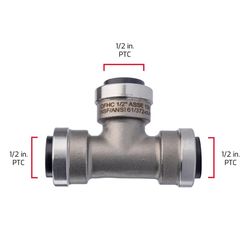 QuickFitting Push to Connect 1/2 in. PTC Steel Tee