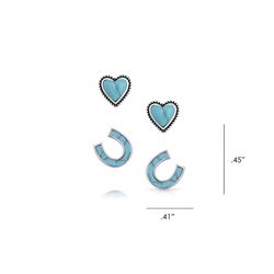 Montana Silversmiths Women's Turquoise Heart and Horseshoe Silver Earrings Water Resistant