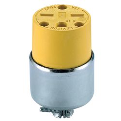 Leviton Commercial Armored Ground/Straight Blade Connector 6-15R 18-12 AWG 2 Pole 3 Wire