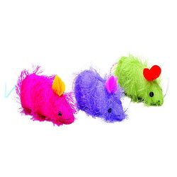 Spot For Cat Assorted Shaggy Mouse Catnip Mouse Cat Toy 3 pk