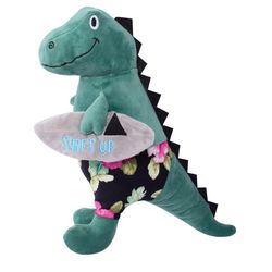 Pet Shop by Fringe Studio For Dog Green Surf's Up Rex Chew Dog Toy 1 pk