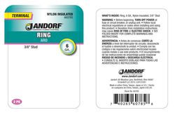 Jandorf 6 Ga. Insulated Wire Ring Terminal Blue 2 pk