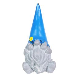 Exhart WindyWings Gray Resin 10 in. H X 5 in. L X 5 in. W Gnome with Blue Hat Statue