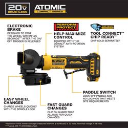 DEWALT 20V MAX 4Ah & 5Ah Battery Kit with Charger with DEWALT 20V MAX ATOMIC 4-1/2in Angle Grinder