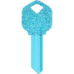 HILLMAN DIVA Blue Glitter House/Office Universal Key Blank Single Blue