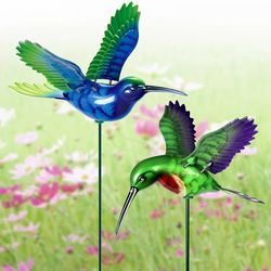 Exhart WindyWings Assorted Plastic 15.5 in. H X 6.5 in. L X 4 in. W Hummingbird Planter Stake