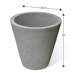 Algreen 26 in. H X 25.5 in. W Polyethylene Crete Self-Watering Planter Warm Gray