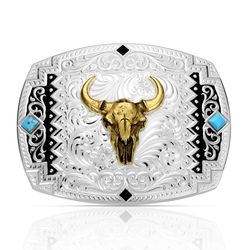 Montana Silversmiths SW Scroll Buffalo Skull Belt Buckle