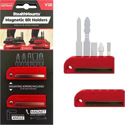 StealthMounts Bit Holders Compatible with Craftsman 20V; Red ABS Magnetic Bit Holder 2 pk
