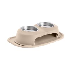 WeatherTech Tan Resin/Stainless Steel 16 oz Double Pet Feeder For Cats/Dogs