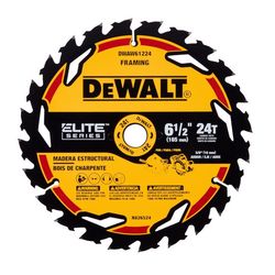 DEWALT Elite Series 6-1/2 in. D X 5/8 in. Carbide Circular Saw Blade 24 teeth 1 pk