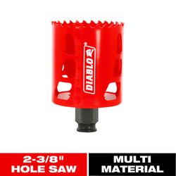 Diablo Snap-Lock Plus 2-3/8 in. Bi-Metal 2-3/8 in. L Hole Saw Arbor Included