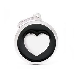 MyFamily Classic Black/White Heart Metal Dog Pet Tags Large
