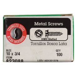 HILLMAN No. 10 Ga. X 3/4 in. L Slotted Hex Washer Head Sheet Metal Screws 100 pk