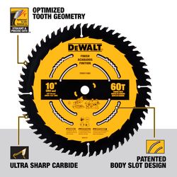 DEWALT 10 in. D X 5/8 in. Carbide Tipped Circular Saw Blade 60 teeth 1 pc