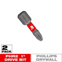 Diablo Phillips Reduced #2 X 1 in. L Drywall Screwdriver Bit Black Oxide 2 pk