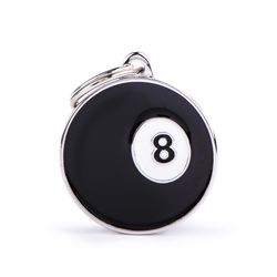 MyFamily Charms Black & White Billiard Metal Dog Pet Tags Large