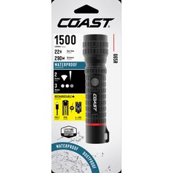 COAST G65R 1500 lm Black LED Rechargeable Rechargeable Flashlight 2000mAh Battery