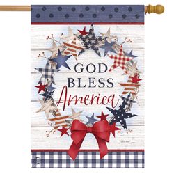 Briarwood Lane American Wreath Rustic House Flag 28 in. W X 40 in. L
