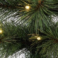 Celebrations 3 ft. Slim LED 50 ct Table Top with Wood Base Color Changing Christmas Tree