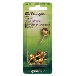 HILLMAN Brass-Plated Assorted Quick Hanger 10 lb 1 pk