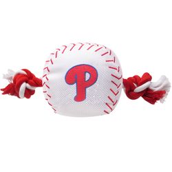 Pets First MLB For Dog Red/White Nylon Philadelphia Phillies Baseball Tug Dog Toy 1 pk