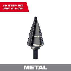 Milwaukee #9 in. X 6 in. L Black Oxide Step Drill Bit 3-Flat Shank 1 pc
