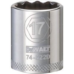 DeWalt 17 mm X 3/8 in. drive Metric 12 Point Socket 1 pc