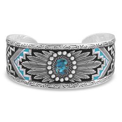 Montana Silversmiths Women's Blue Spring Cuff Silver/Turquoise Bracelet Water Resistant