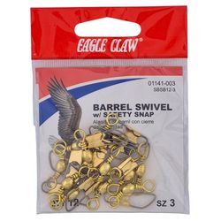 Eagle Claw #3 BRASS BARREL SWIVEL W/SAFETY SNAP Fishing Tackle