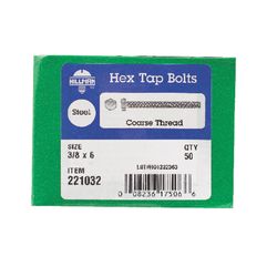 HILLMAN 3/8 in. D X 6 in. L Zinc Plated Steel Hex Tap Bolt 50 pk