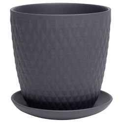 Chive Virago 5 in. D Ceramic Shape H Flower Pot Black