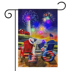 Briarwood Lane Beachfront Fireworks LED Garden Flag 12.5 in. W X 18 in. L