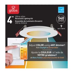 Globe Electric Ultra Slim Energy Star White 4 in. W Plastic LED Recessed Lighting Kit 9 W