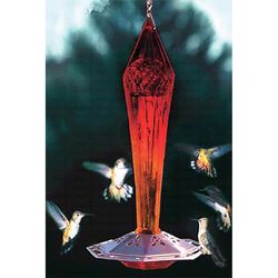 Songbird Essentials Hummingbird 7.5 oz Copper/Glass Ruby Nectar Bird Feeder