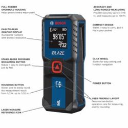 Blaze BLAZE 1.7 in. L X .9 in. W Laser Measure 100 ft. Black/Blue 3 pc