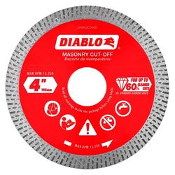 Diablo 4 in. D X 7/8 in. X .055 in. thick Diamond Masonry Cut-Off Disc 1 pk