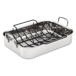 Anolon Tri-Ply Clad Stainless Steel Roaster with Rack Silver