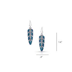 Montana Silversmiths Women's Hawk Feather Opal Blue/Silver Earrings Water Resistant
