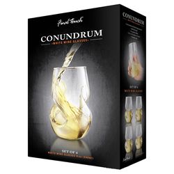 Final Touch 9 oz Clear Glass Conundrum White Wine Glass Set