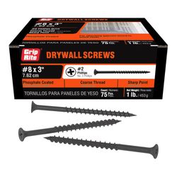 Grip-Rite No. 8 X 3 in. L Phillips Coarse Drywall Screws 1 lb 83 pk