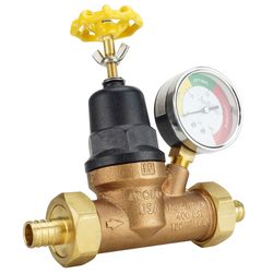 Apollo 3/4 in. Double Union Double Union PEX Bronze Water Pressure Regulator with Gauge