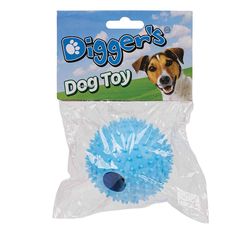 Boss Pet Digger's For Dog Blue Rubber Spiked TPR Ball w/Bell Ball Dog Toy Small 1 pk
