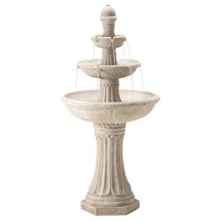 Glitzhome Resin Sand Beige 47.25 in. H Terrazzo Outdoor Fountain